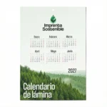 Calendario de lámina personalizado para grandes cantidades de imprenta sostenible