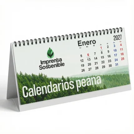 Muestra de un calendario personalizado de sobremesa con wire-o