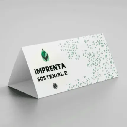 Carteles sobremesa de Imprenta Sostenible representando una muestra de producto