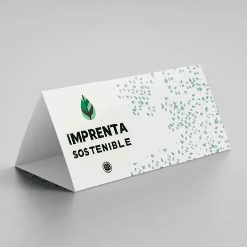 Carteles sobremesa de Imprenta Sostenible representando una muestra de producto