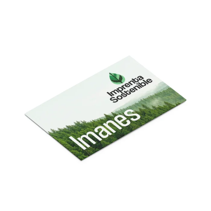 Imanes publicitarios personalizados para empresas mostrando diferentes formatos y tamaños disponibles