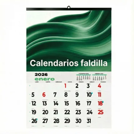 Calendario con faldilla de imprenta sostenible