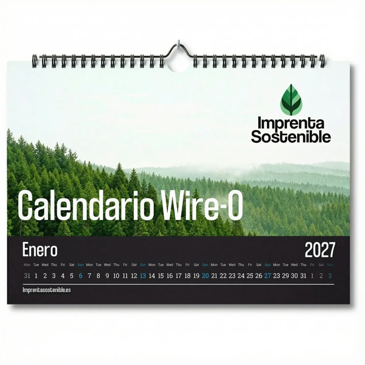 Imagen de un calendario de pared con wire-o