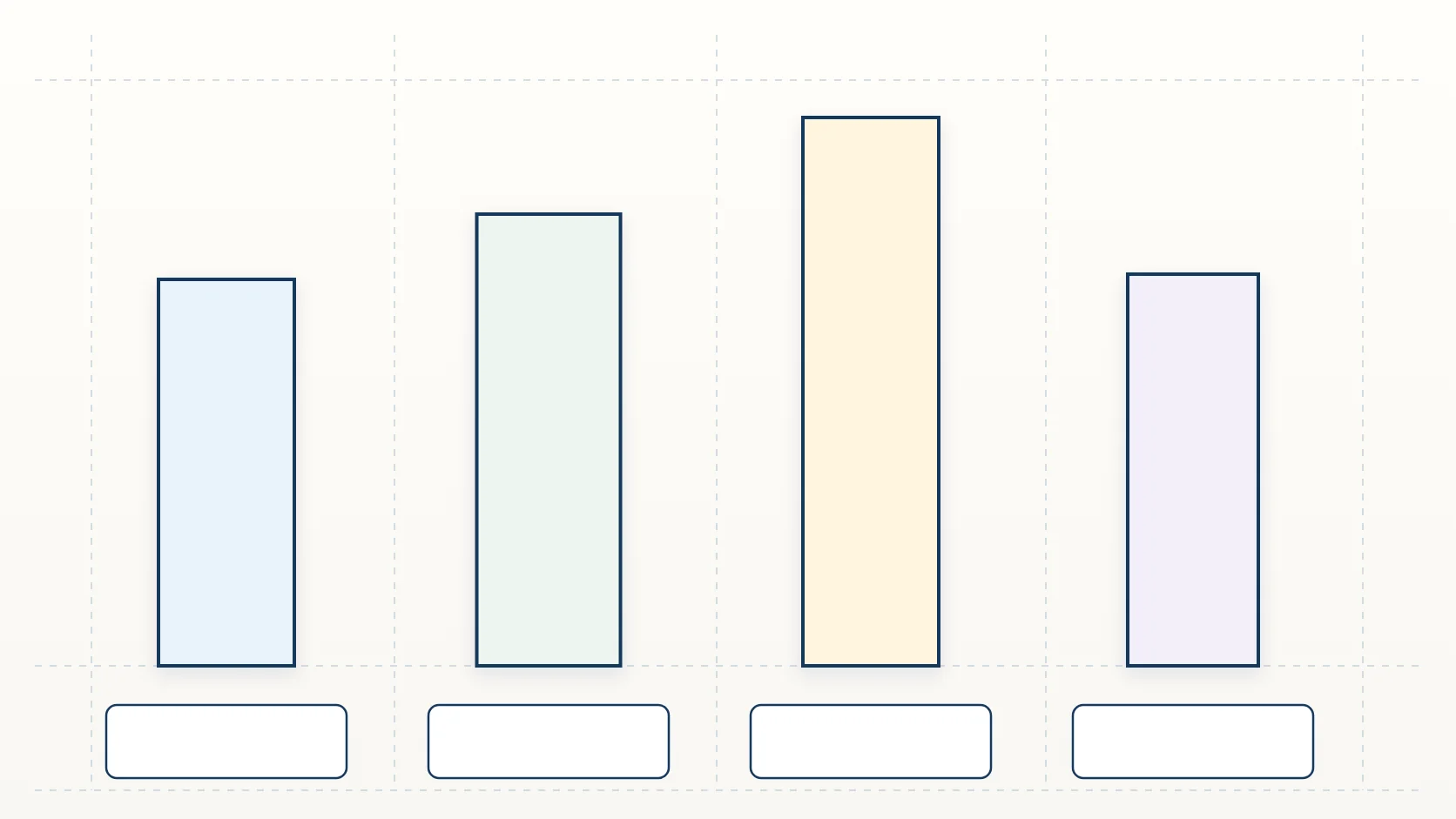 Comparación proporcional de marcapáginas de 52 × 148, 55 × 173, 52 × 210 y 50 × 150 milímetros.